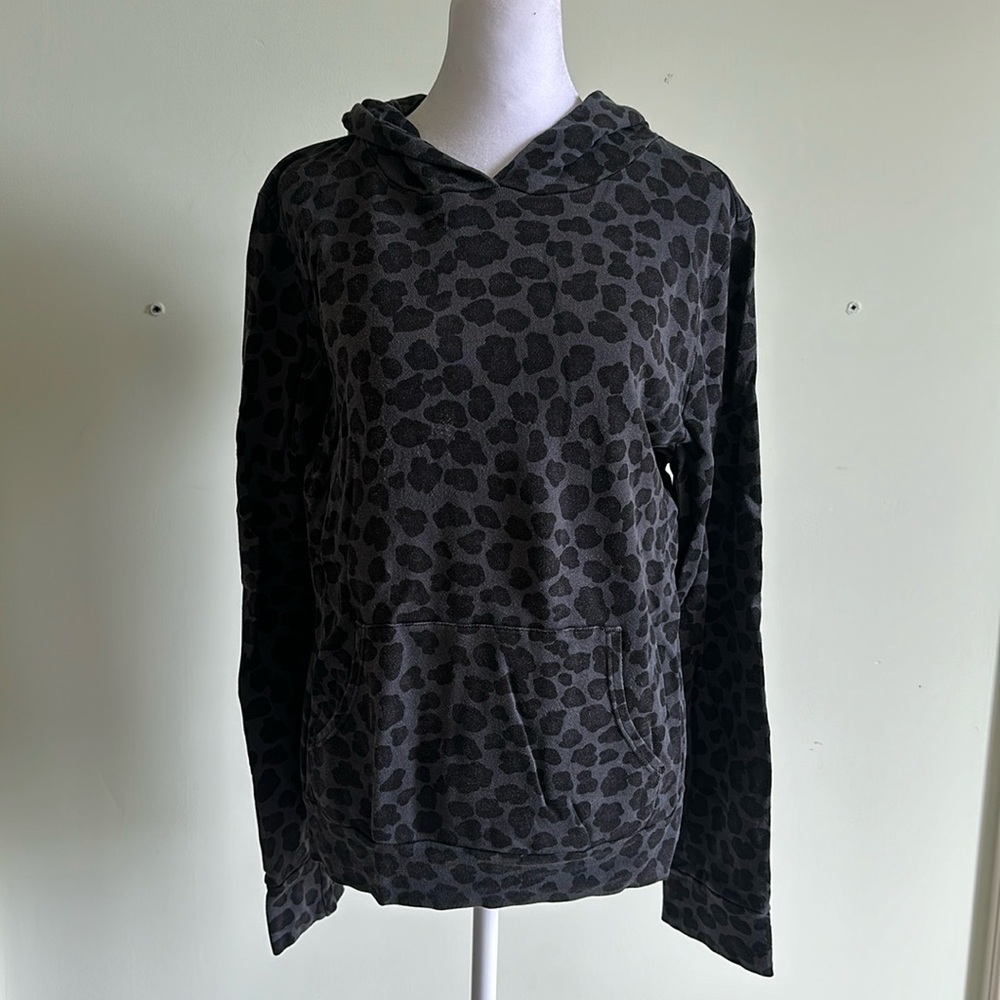 Monrow Black & Grey Hoodie with Kangaroo Pocket Size Medium